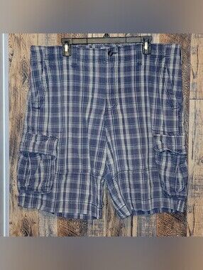 Mossimo Supply Co. Blue Gray Plaid Cargo Shorts